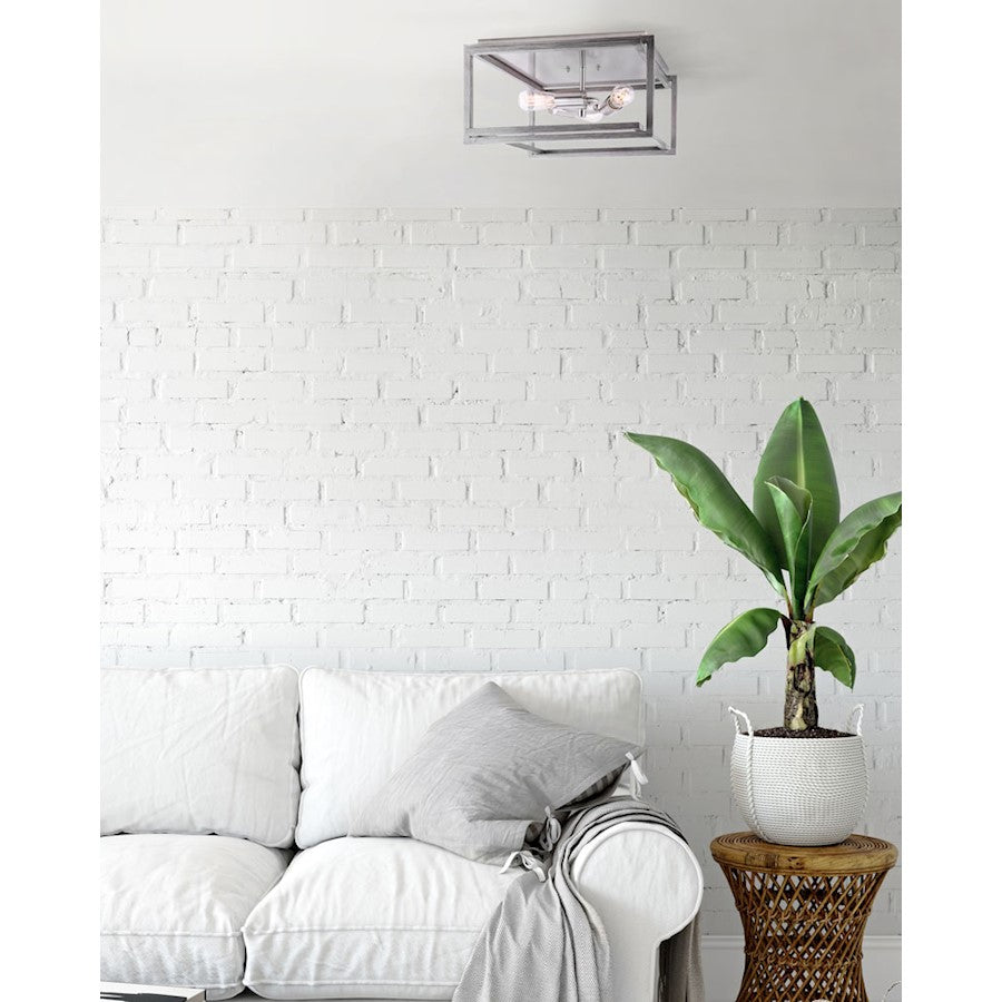 Canarm Carli 15in 3-Light Flush Mount | Modern Brushed Nickel and Brushed Dark Grey Wood | Kitchen & Dining Room Ceiling Light | Model IFM1066A15BNB