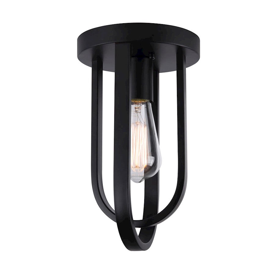 Canarm Dilan 7in 1-Light Flush Mount | Matte Black Metal | Bedroom & Hallway Ceiling Light | 6.75 x 11.25 in | Model IFM1078A07BK
