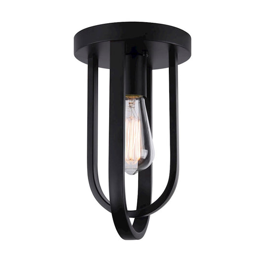 Canarm Dilan 7in 1-Light Flush Mount | Matte Black Metal | Bedroom & Hallway Ceiling Light | 6.75 x 11.25 in | Model IFM1078A07BK