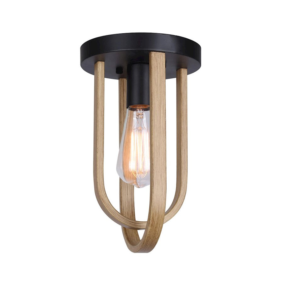 Canarm Dilan 7in 1-Light Flush Mount | Black & Brushed Brown Metal | Bedroom & Hallway Ceiling Light | 6.75 x 11.25 in | Model IFM1078A07BKB