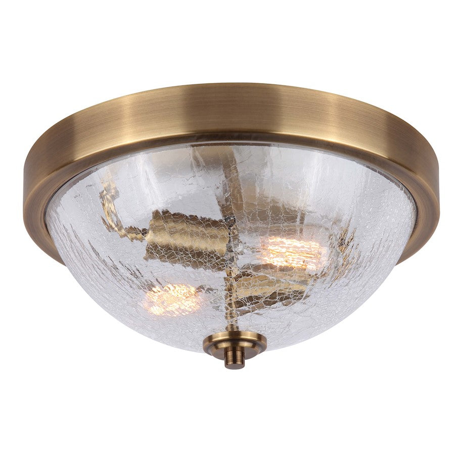 Canarm Everly 13in 2-Light Flush Mount | Gold and Crackle Glass | Bedroom & Hallway | 13 x 6.5 in | Model IFM1100A13GD