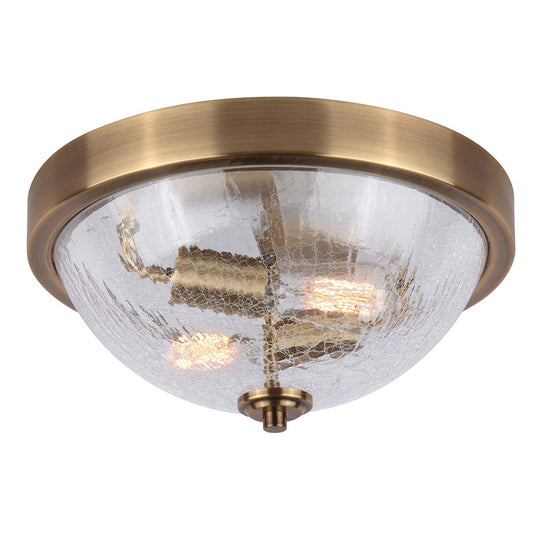 Canarm Everly 13in 2-Light Flush Mount | Gold and Crackle Glass | Bedroom & Hallway | 13 x 6.5 in | Model IFM1100A13GD