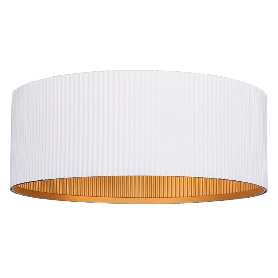 Canarm Rexton 13.88in 2-Light Flush Mount | Matte White and Gold Steel | Bedroom & Living Room | 13.88 x 13.88 x 5.13 in | Model IFM1119A14WHG