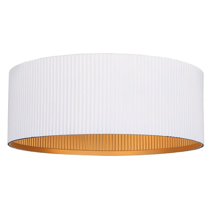 Canarm Rexton 13.88in 2-Light Flush Mount | Matte White and Gold Steel | Bedroom & Living Room | 13.88 x 13.88 x 5.13 in | Model IFM1119A14WHG
