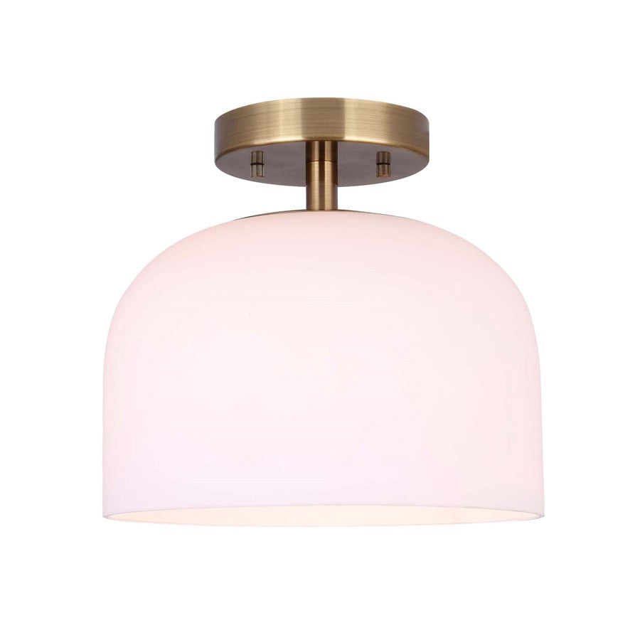 Canarm Novalee 9.25in 1-Light Flush Mount | Gold Metal and Opal Glass | Bedroom & Hallway | 9.25 x 9.25 x 9 in | Model IFM1130A09GD
