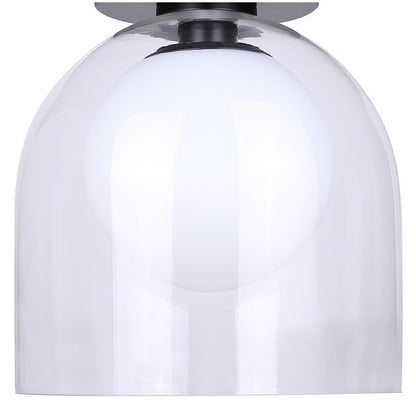 Canarm Pelia 11.88in 1-Light Flush Mount | Matte Black Steel and Clear/Opal Glass | Entryway & Hallway | 11.88 x 11.88 x 13 in | Model IFM1142A12BK