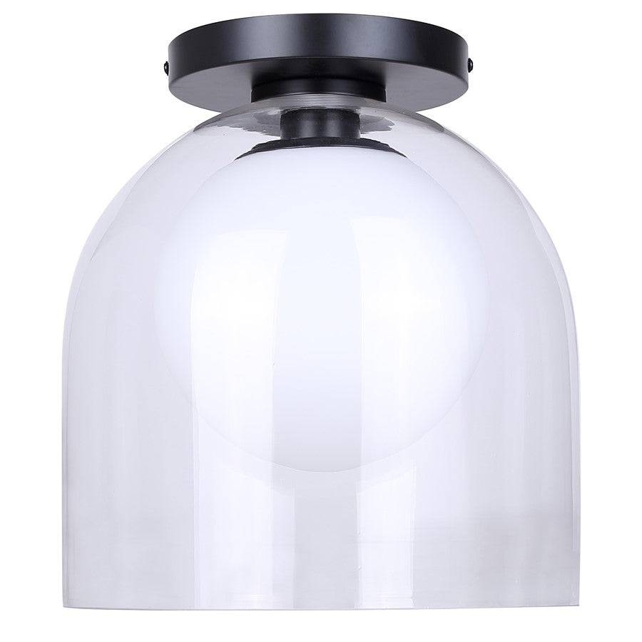 Canarm Pelia 11.88in 1-Light Flush Mount | Matte Black Steel and Clear/Opal Glass | Entryway & Hallway | 11.88 x 11.88 x 13 in | Model IFM1142A12BK