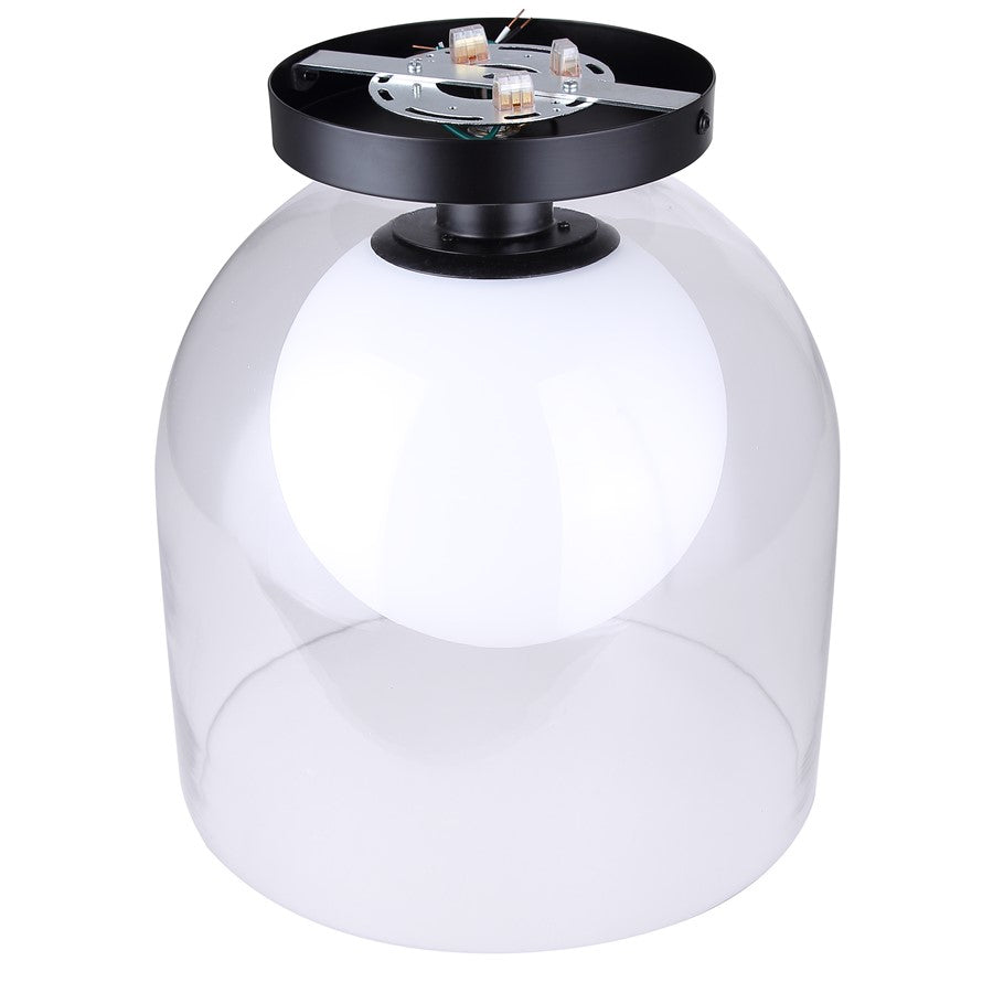 Canarm Pelia 11.88in 1-Light Flush Mount | Matte Black Steel and Clear/Opal Glass | Entryway & Hallway | 11.88 x 11.88 x 13 in | Model IFM1142A12BK
