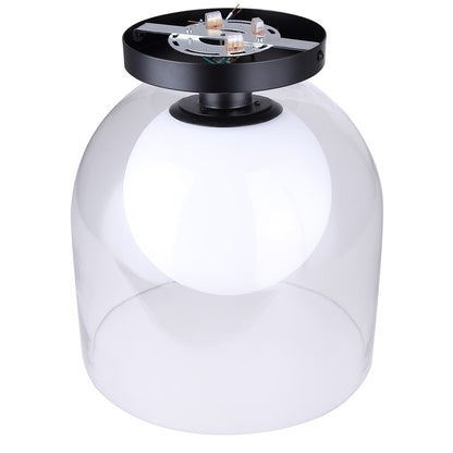 Canarm Pelia 11.88in 1-Light Flush Mount | Matte Black Steel and Clear/Opal Glass | Entryway & Hallway | 11.88 x 11.88 x 13 in | Model IFM1142A12BK