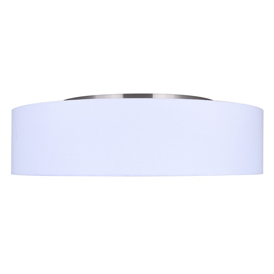 Canarm Landra 19in 3-Light Flush Mount | Contemporary Brushed Nickel and White Fabric Shade | Bedroom & Living Room | Model IFM1148A19BN