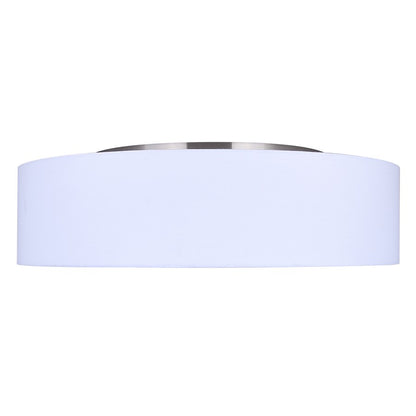 Canarm Landra 19in 3-Light Flush Mount | Contemporary Brushed Nickel and White Fabric Shade | Bedroom & Living Room | Model IFM1148A19BN