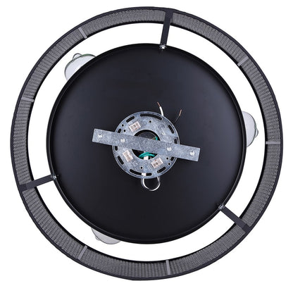 Canarm Bellamy 16in 3-Light Flush Mount | Modern Matte Black and Natural Rattan Shade | Bedroom & Hallway | Model IFM1149A15BK