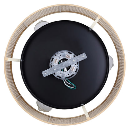 Canarm Bellamy 16in 3-Light Flush Mount | Rustic Black and Natural Rattan Shade | Bedroom & Hallway | 16.25 x 16.25 x 6.88 in | Model IFM1149A15NBK