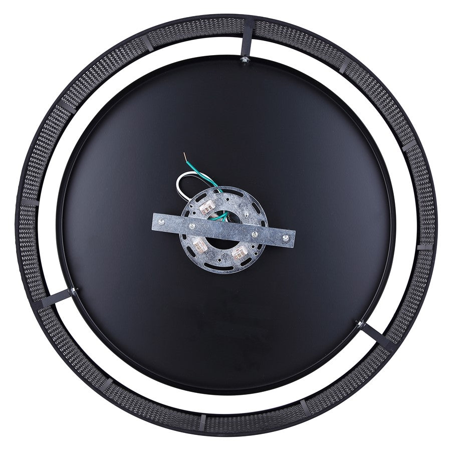 Canarm Bellamy 19in 3-Light Flush Mount | Modern Matte Black and Natural Rattan Shade | Bedroom & Kitchen | 19 x 19 x 8 in | Model IFM1149A19BK