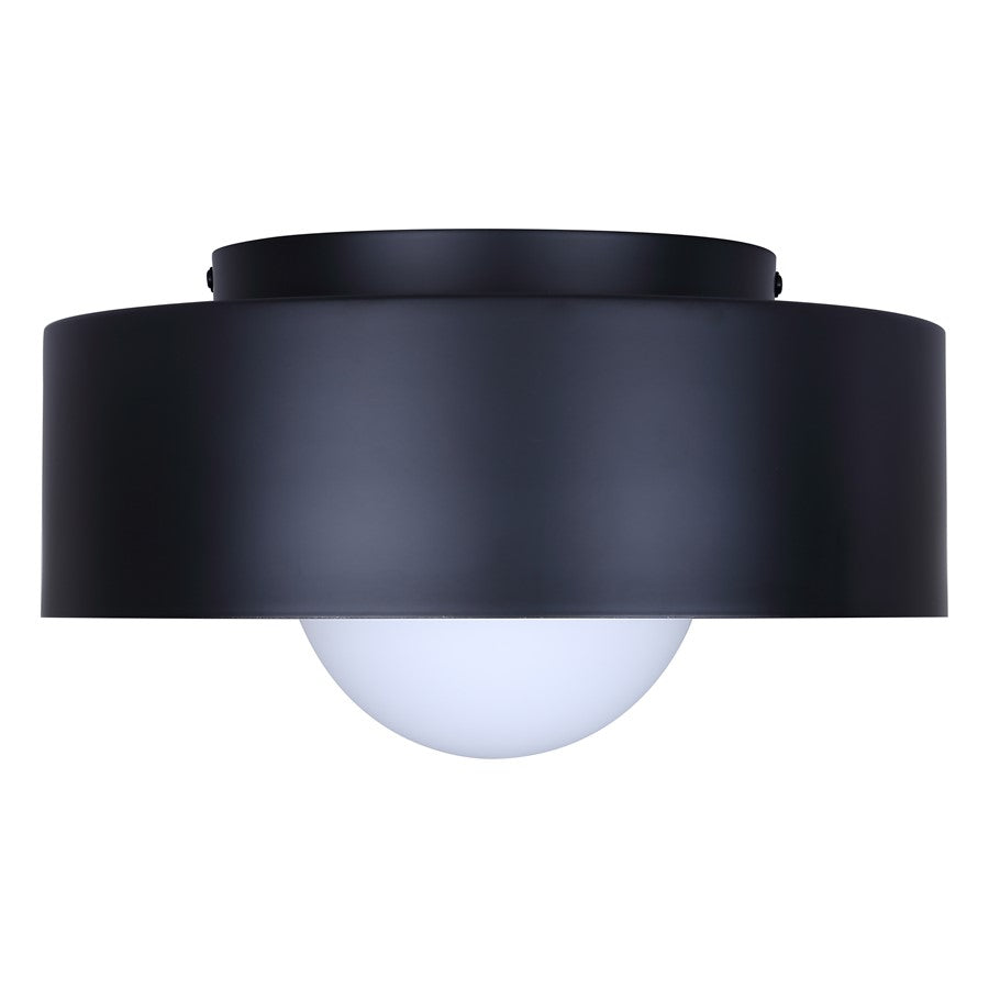 Canarm Daylon 12in 1-Light Flush Mount | Mid-Century Matte Black and Gold Interior Opal Glass | Bedroom & Living Room | Model IFM1150A13BK