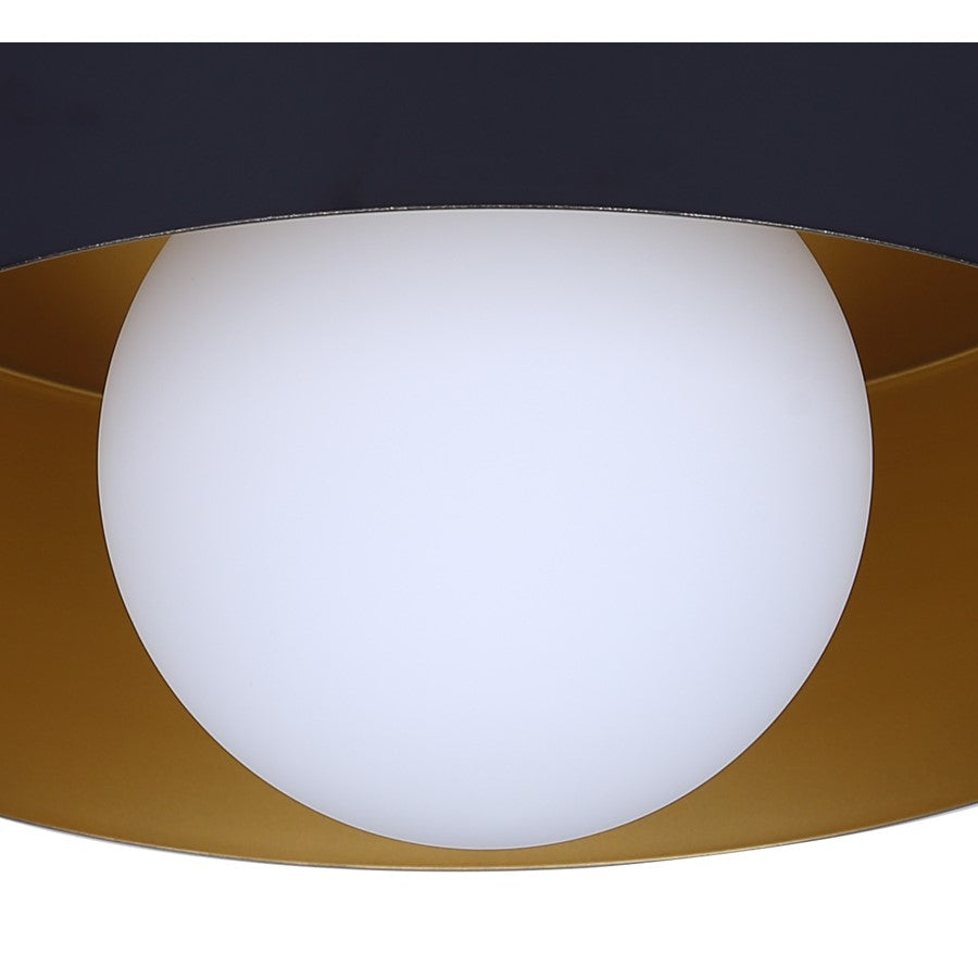 Canarm Daylon 12in 1-Light Flush Mount | Mid-Century Matte Black and Gold Interior Opal Glass | Bedroom & Living Room | Model IFM1150A13BK