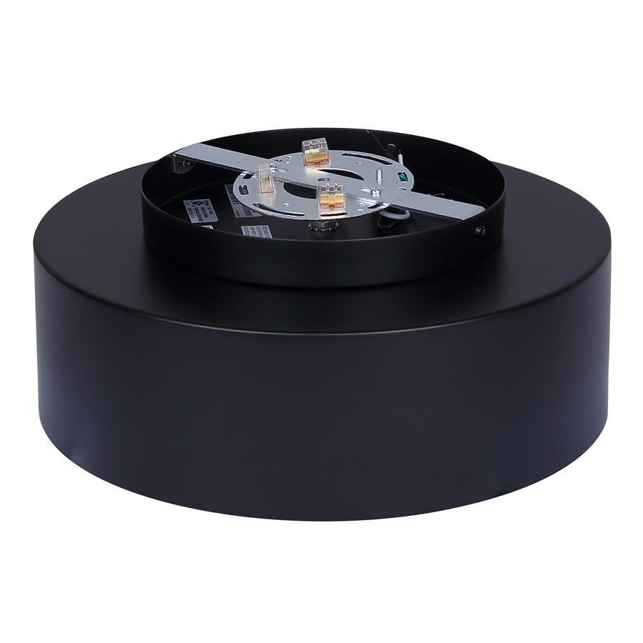 Canarm Daylon 12in 1-Light Flush Mount | Mid-Century Matte Black and Gold Interior Opal Glass | Bedroom & Living Room | Model IFM1150A13BK
