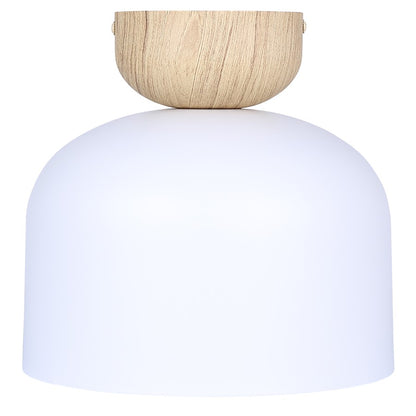 Canarm Caleb 9in 1-Light Flush Mount | Modern Matte White and Natural Wood Accent | Bedroom & Hallway | 9 x 9 x 8 in | Model IFM1152A09WHW