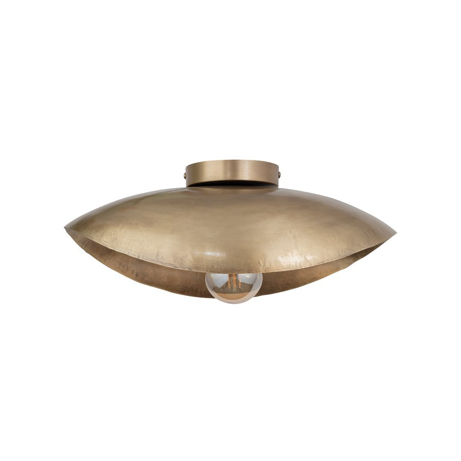 Canarm Maverick 17.75in 1-Light Flush Mount | Antique Brass Iron | Entryway & Hallway | 17.75 x 12.8 x 6.5 in | Model IFM1182A17AB