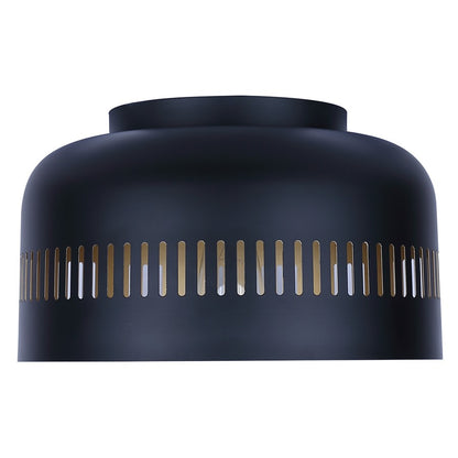Canarm Miles 13in 1-Light Flush Mount | Matte Black Steel with Gold Interior | Kitchen & Bedroom | 13 x 13 x 7.5 in | Model IFM1207A13BK