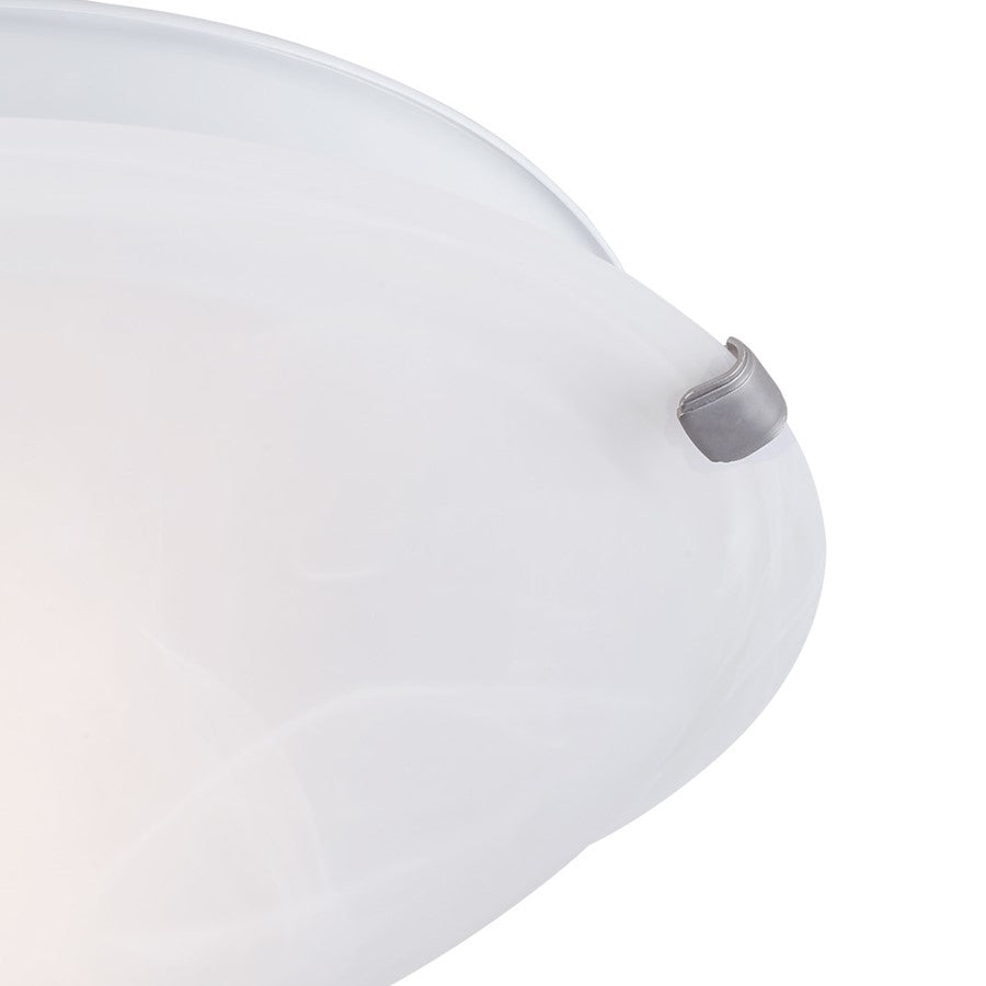 Canarm Madison 12in 2-Light Flush Mount | Brushed Pewter and Alabaster Glass | Hallway & Kitchen | 12 x 12 x 4 in | Model IFM161251