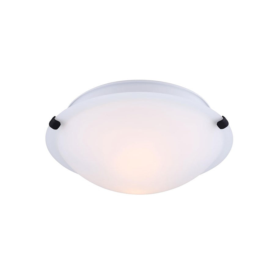 Canarm Clip 12in 2-Light Flush Mount | Matte Black and Opal Glass | Hallway & Bedroom Ceiling Light | 12 x 12 x 4.5 in | Model IFM1612BK-O
