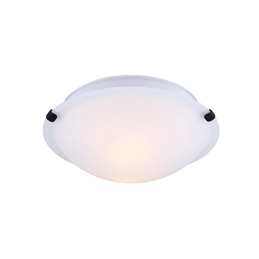 Canarm Clip 12in 2-Light Flush Mount | Matte Black and Opal Glass | Hallway & Bedroom Ceiling Light | 12 x 12 x 4.5 in | Model IFM1612BK-O