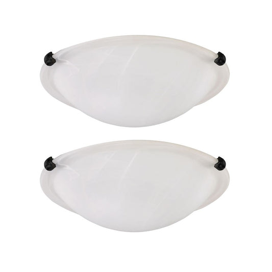 Canarm Clip 12in 2-Light Flush Mount Twinpack | Matte Black and Alabaster Glass | Hallway & Bedroom Ceiling Light | Model IFM1612TBK