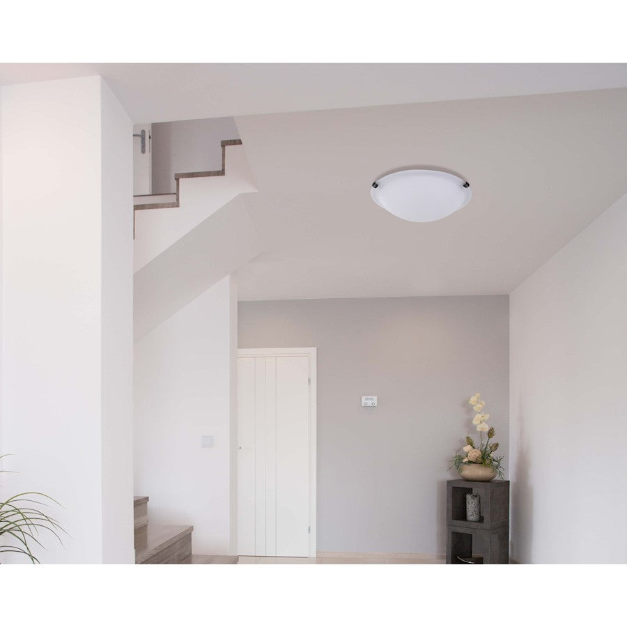 Canarm Clip 16in 3-Light Flush Mount | Oil Rubbed Bronze and Alabaster Glass | Living Room & Bedroom Ceiling Light | Model IFM161613