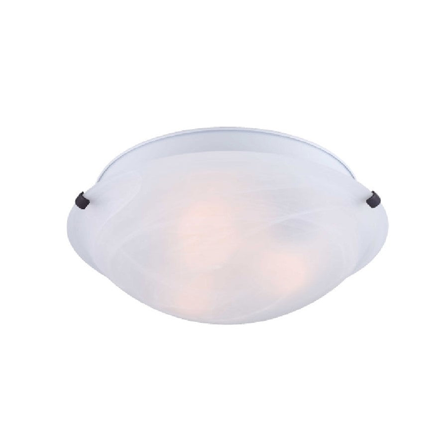Canarm Clip 16in 3-Light Flush Mount Twinpack | Matte Black and Alabaster Glass | Bedroom & Hallway Ceiling Light | 16 x 5.25 in | Model IFM1616BK