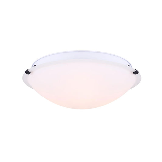 Canarm Clip 16in 3-Light Flush Mount | Matte Black and Opal Glass | Bedroom & Hallway Ceiling Light | 16 x 5.75 in | Model IFM1616BK-O