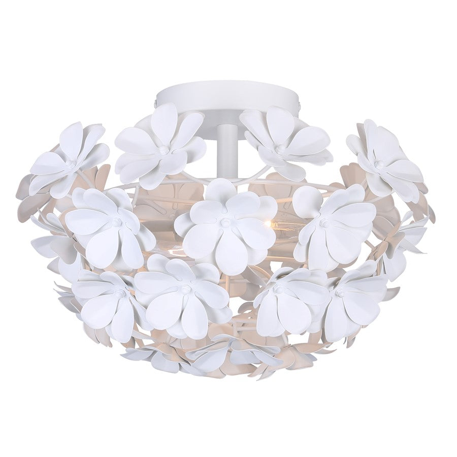 Canarm Cassia 15in 2-Light Flush Mount | Modern Matte White Metal Flower Shade | Bedroom & Nursery | 15 x 15 x 10 in | Model IFM2022B14WH