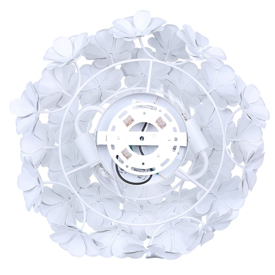 Canarm Cassia 15in 2-Light Flush Mount | Modern Matte White Metal Flower Shade | Bedroom & Nursery | 15 x 15 x 10 in | Model IFM2022B14WH
