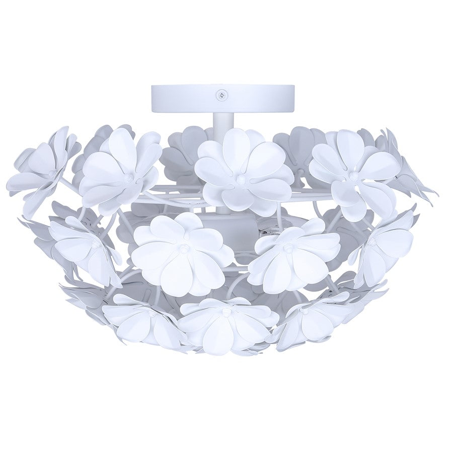 Canarm Cassia 15in 2-Light Flush Mount | Modern Matte White Metal Flower Shade | Bedroom & Nursery | 15 x 15 x 10 in | Model IFM2022B14WH