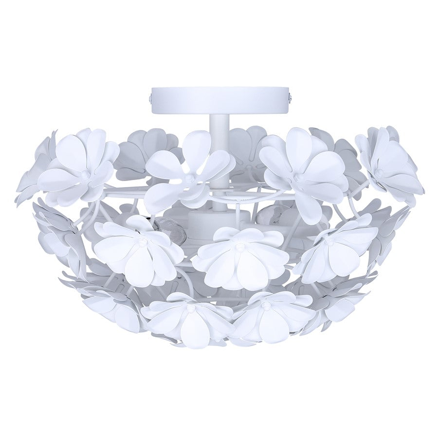 Canarm Cassia 15in 2-Light Flush Mount | Modern Matte White Metal Flower Shade | Bedroom & Nursery | 15 x 15 x 10 in | Model IFM2022B14WH