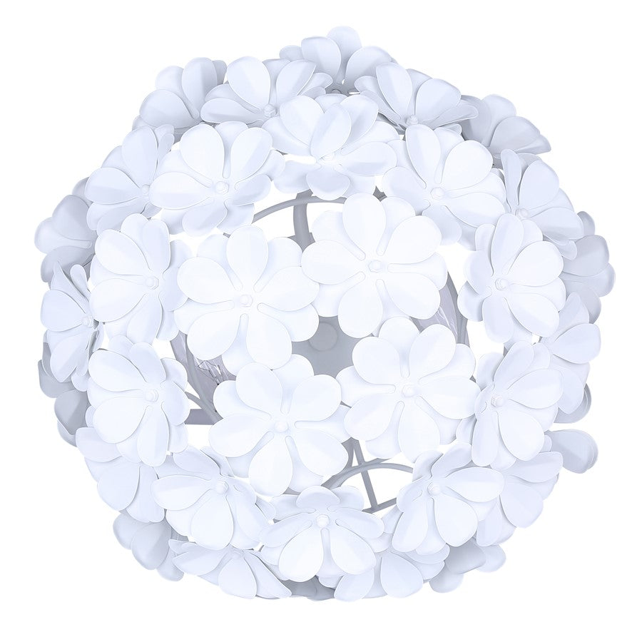 Canarm Cassia 15in 2-Light Flush Mount | Modern Matte White Metal Flower Shade | Bedroom & Nursery | 15 x 15 x 10 in | Model IFM2022B14WH