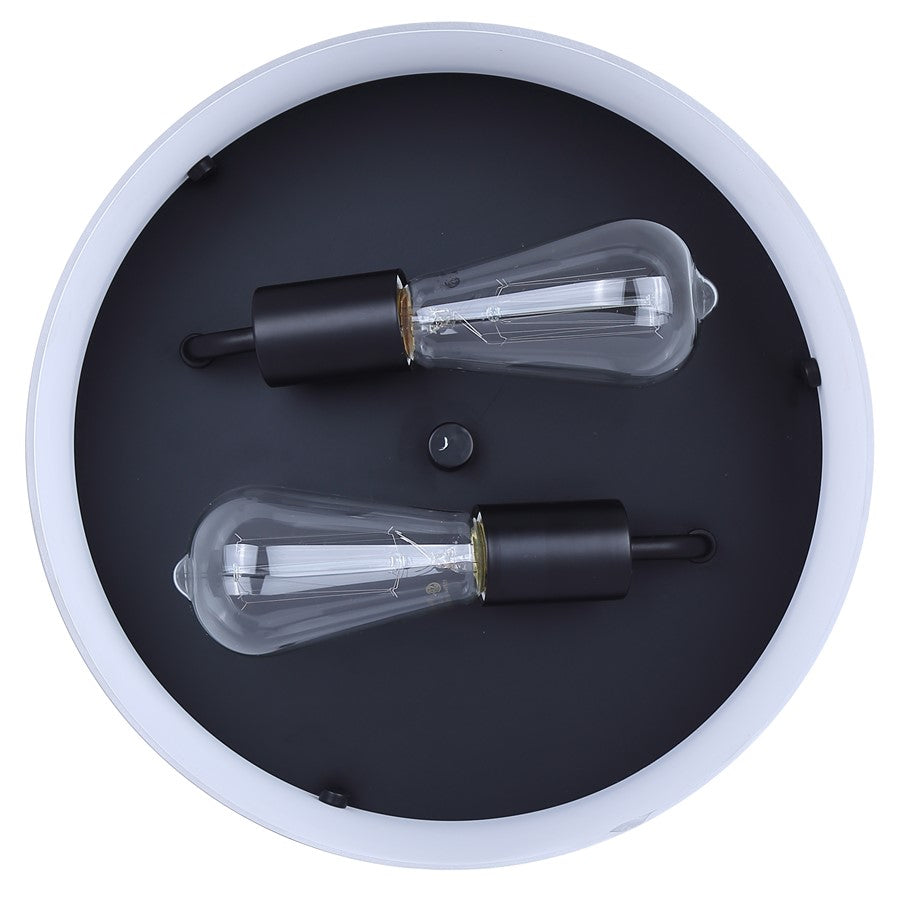Canarm Malloy 12.25in 2-Light Flush Mount | Modern Matte Black and Opal Glass | Kitchen & Hallway | 12.25 x 12.25 x 5.5 in | Model IFM2029B12BK