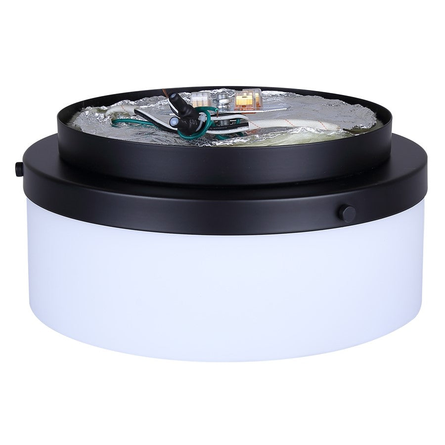 Canarm Malloy 12.25in 2-Light Flush Mount | Modern Matte Black and Opal Glass | Kitchen & Hallway | 12.25 x 12.25 x 5.5 in | Model IFM2029B12BK