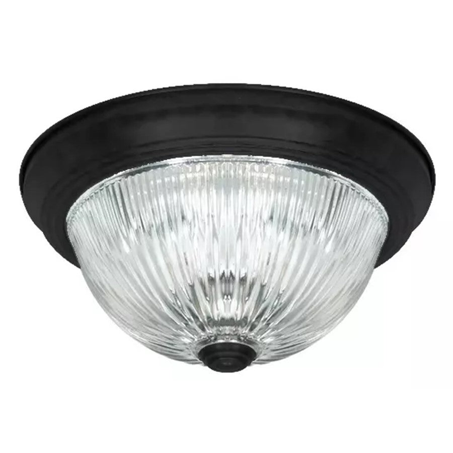 Canarm Madison 11in 2-Light Flush Mount | Matte Black and Clear Glass | Hallway & Bedroom Ceiling Light | 11 x 11 x 4.75 in | Model IFM211MBK-RGC