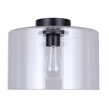 Canarm Sklo 12in 1-Light Flush Mount | Modern Matte Black and Clear Glass | Living Room & Entryway Ceiling Light | 12 x 12 x 9 in | Model IFM2125B12BK