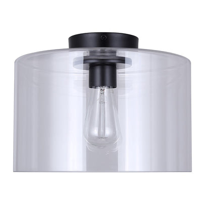 Canarm Sklo 12in 1-Light Flush Mount | Modern Matte Black and Clear Glass | Living Room & Entryway Ceiling Light | 12 x 12 x 9 in | Model IFM2125B12BK