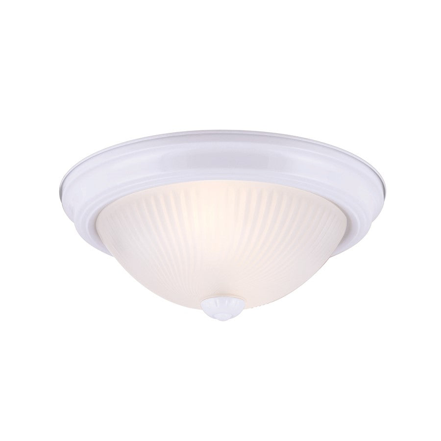Canarm Madison 14in 2-Light Flush Mount | Classic White and Frosted Glass | Hallway & Kitchen Ceiling Light | 13 x 14.5 x 4.75 in | Model IFM21311N