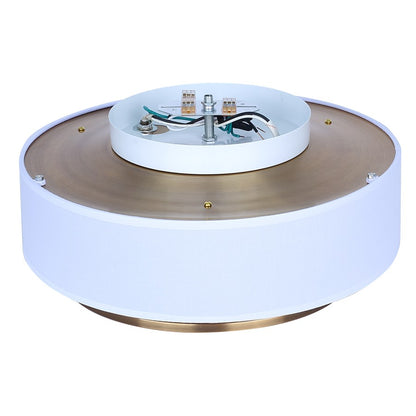 Canarm Bonnie 15in 2-Light Flush Mount | Gold Steel and White Fabric Drum Shade | Bedroom & Living Room | 15 x 15 x 6.5 in | Model IFM2191B15GD