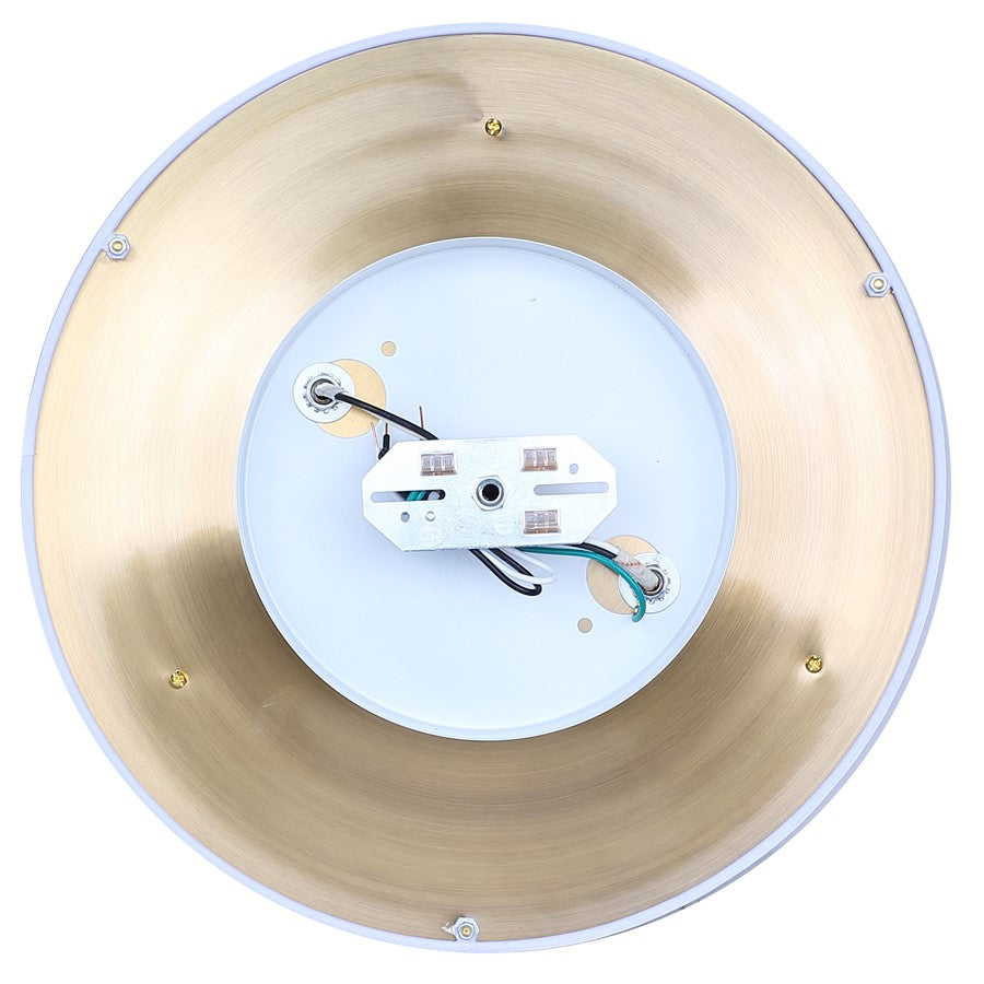 Canarm Bonnie 15in 2-Light Flush Mount | Gold Steel and White Fabric Drum Shade | Bedroom & Living Room | 15 x 15 x 6.5 in | Model IFM2191B15GD