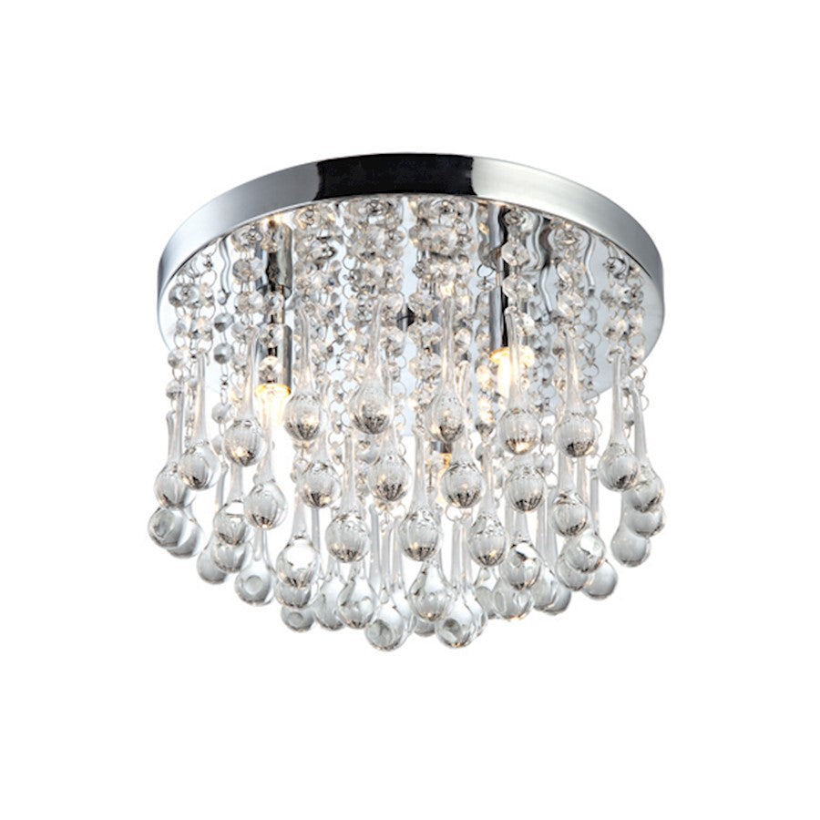 Canarm Daya 12in 3-Light Flush Mount | Chrome Steel and Crystal Glass | Bedroom & Hallway Ceiling Light | 12 x 12 x 8.5 in | Model IFM237B12CH9