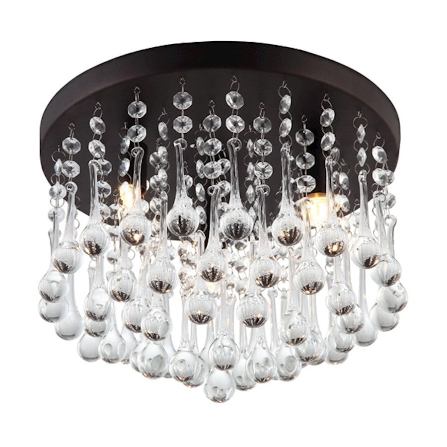 Canarm Daya 12in 3-Light Flush Mount | Oil Rubbed Bronze Steel and Crystal Glass | Bedroom & Hallway Ceiling Light | Model IFM237B12ORB9
