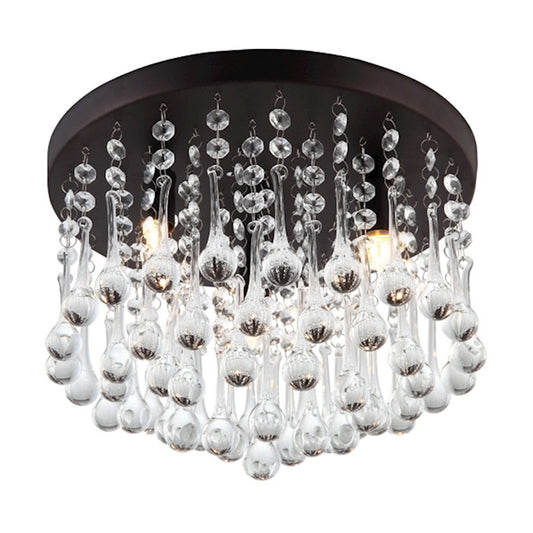 Canarm Daya 12in 3-Light Flush Mount | Oil Rubbed Bronze Steel and Crystal Glass | Bedroom & Hallway Ceiling Light | Model IFM237B12ORB9