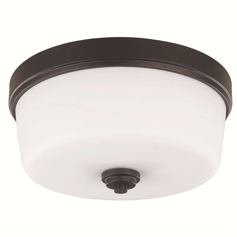 Canarm Jackson 16in 3-Light Flush Mount | Oil Rubbed Bronze Steel and White Opal Glass | Hallway, Bedroom & Bathroom Ceiling | Model IFM286A16ORB