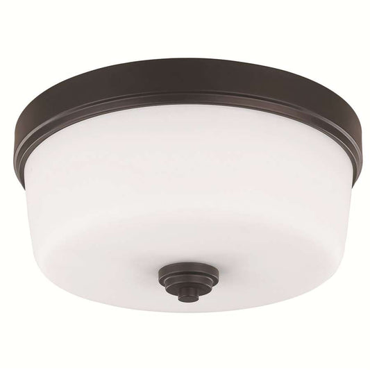 Canarm Jackson 16in 3-Light Flush Mount | Oil Rubbed Bronze Steel and White Opal Glass | Hallway, Bedroom & Bathroom Ceiling | Model IFM286A16ORB