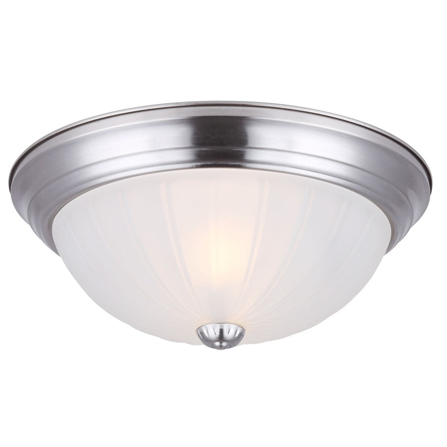 Canarm Madison 11in 2-Light Flush Mount | Traditional Brushed Pewter and Frosted Glass | Hallway & Bedroom Ceiling Light | Model IFM31151N